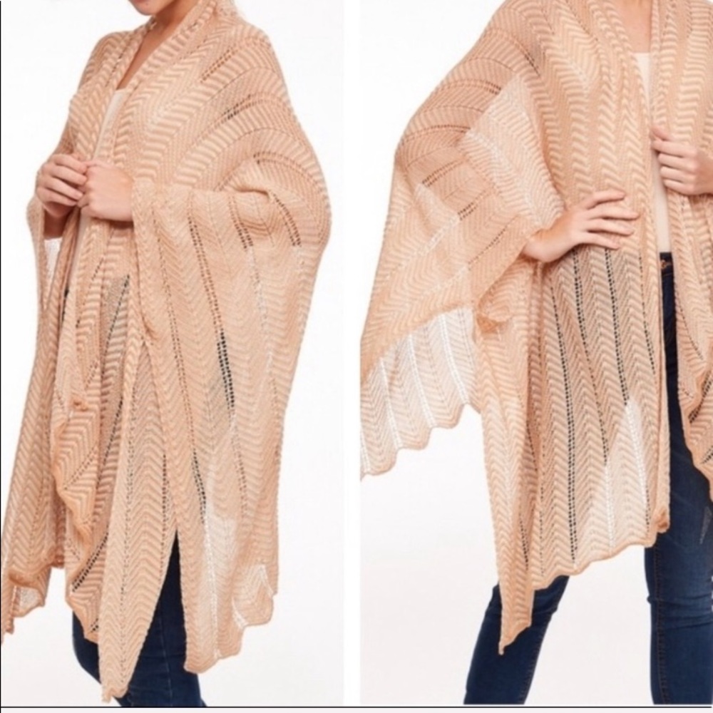 SOLD❤️New- Knit Apricot Shawl/ Open Cardigan - Picture 3 of 5